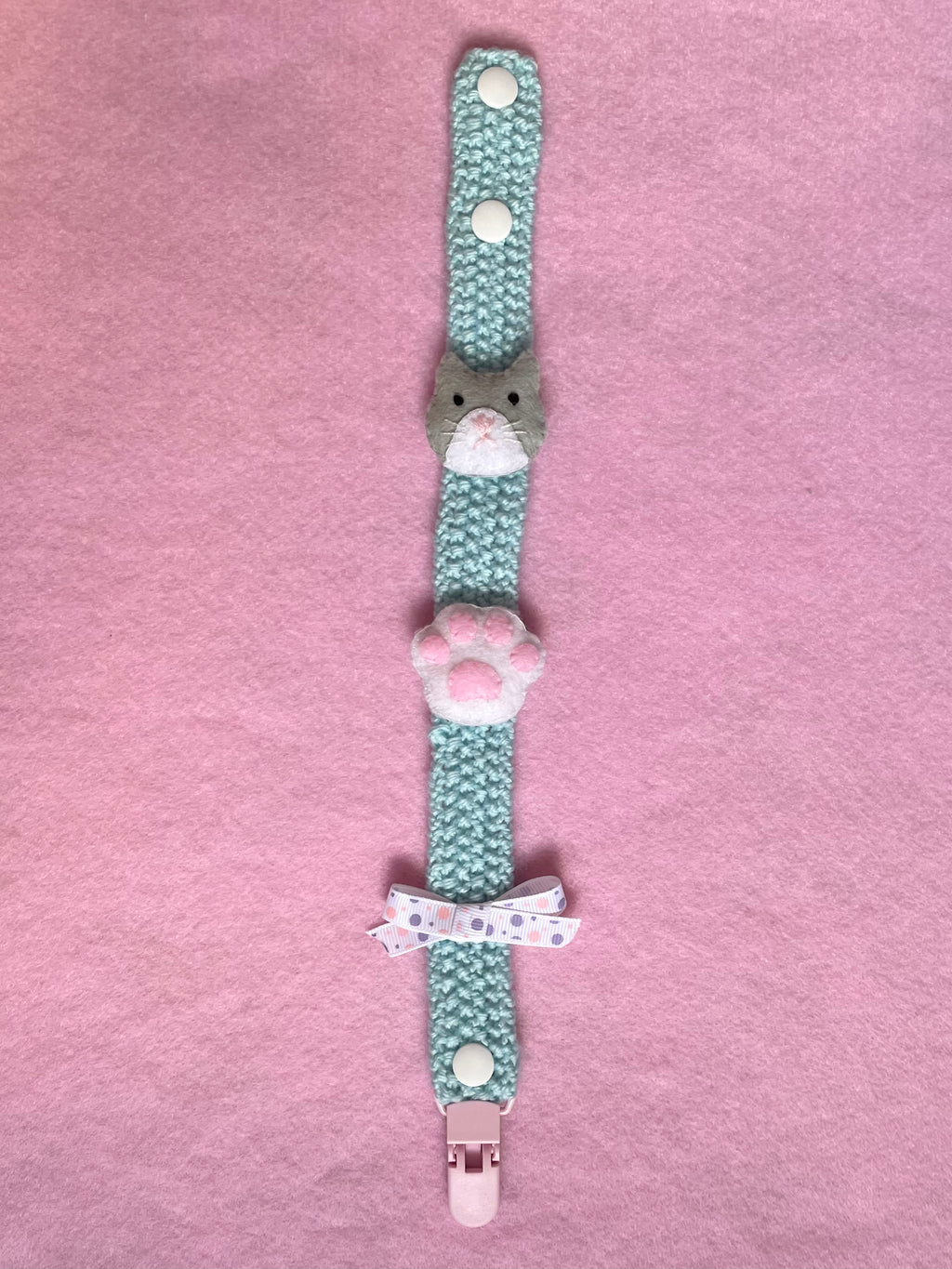 Kitten adult pacifier clip