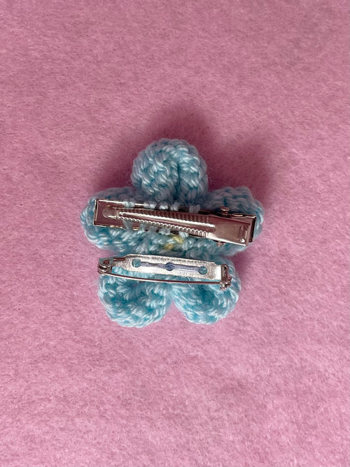Flower pins (purple and blue)